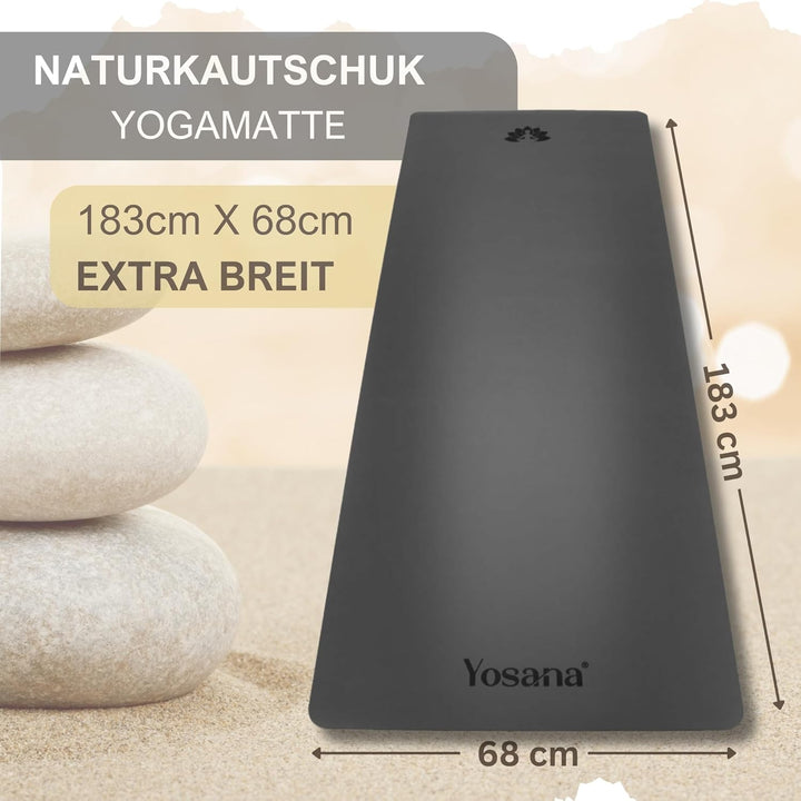 Yogamatte aus Naturkautschuk | extrem rutschfest | ULTRA GRIP Oberfläche aus ECO PU | extra breit 68
