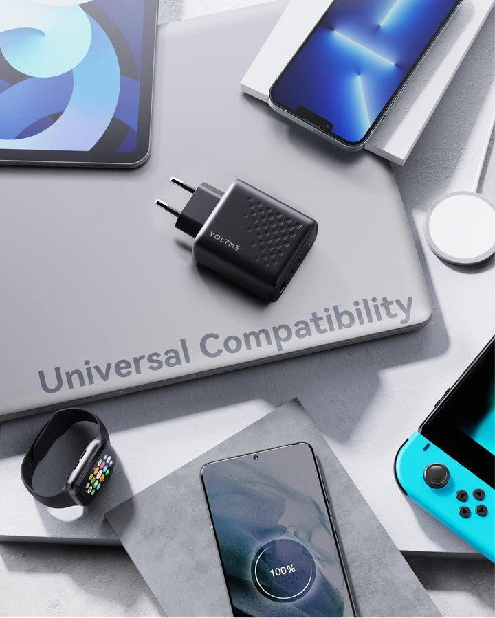 VOLTME 67W Ladegerät, USB-C Netzteil Schnellladegerät, GaN 3-Port PD PPS Charger USB C Power Adapter