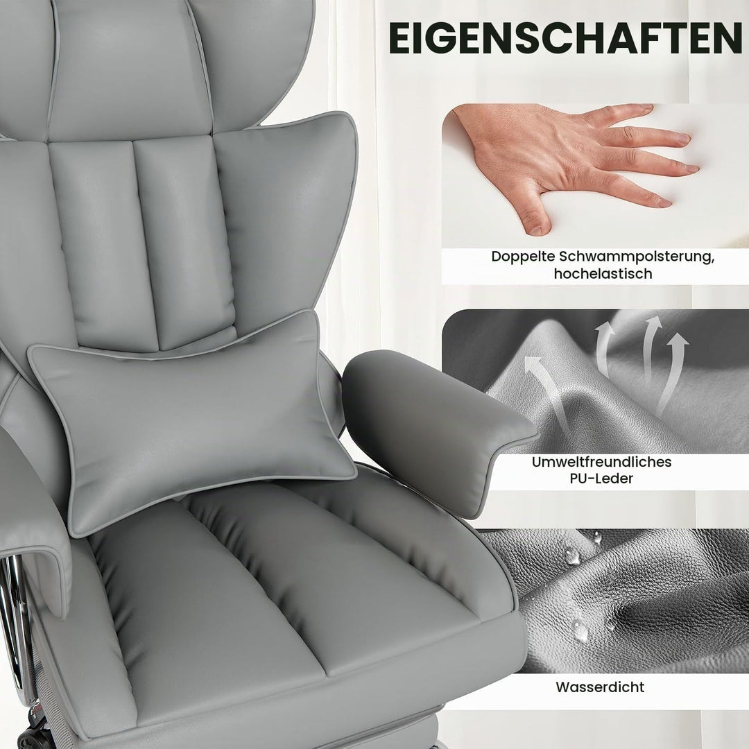 2026 Upgrade Bürostuhl Chefsessel bis 210kg, Ergonomischer Schreibtischstuhl, Lendenwirbelstütze und