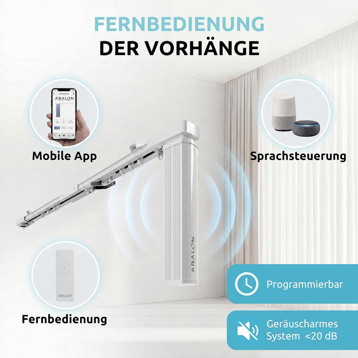 ABALON Elektrische Gardinenschiene, WLAN-Motor, kompatibel mit Alexa, Google Home und der Tuya Smart