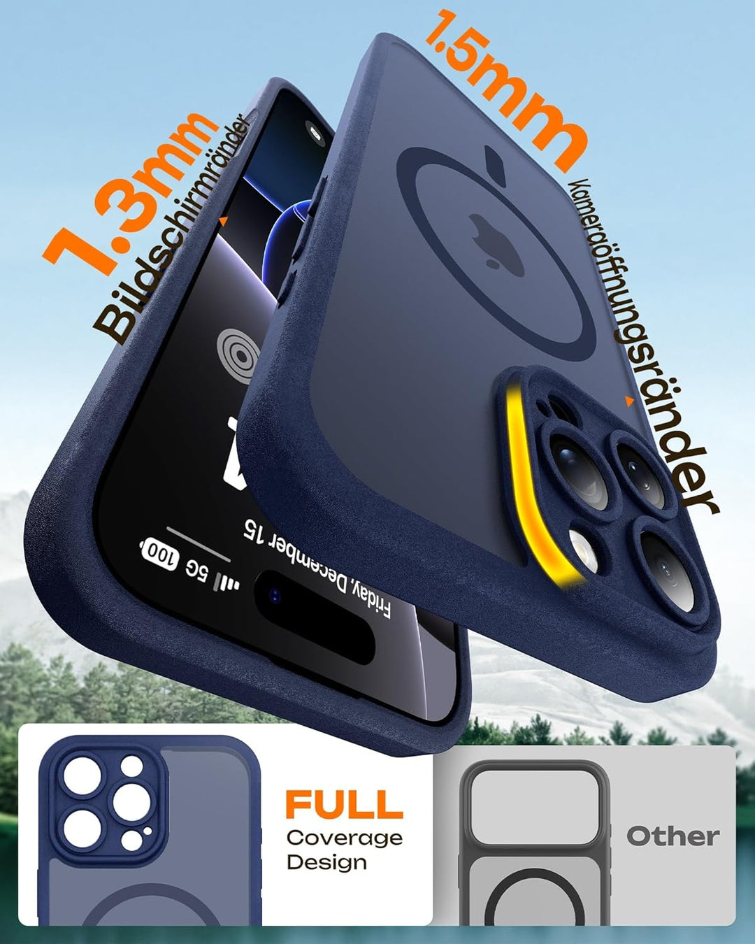 TOCOL 3 in 1 für iPhone 16 Pro Hülle für Magsafe, mit 2 Schutzglas, Vollständiger Kameraschutz Stoss