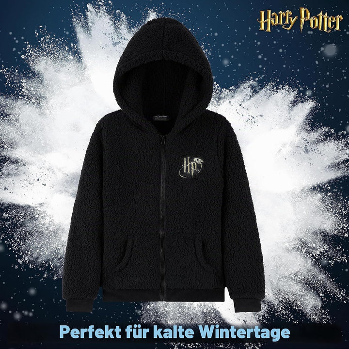 Harry Potter Kapuzenpullover Kinder Teddy Fleece Hoodie Teenager 14-15 Jahre Schwarz Hp Jugendliche,