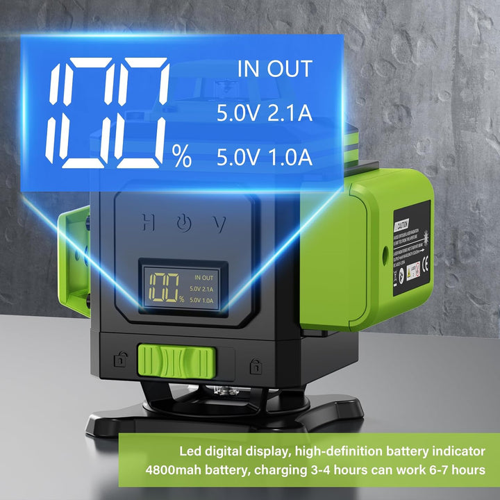 4x360° Kreuzlinienlaser mit Stativ, 16 Line Laser Level IP54 Wasserwaage, 2 Wiederaufladbare Batteri