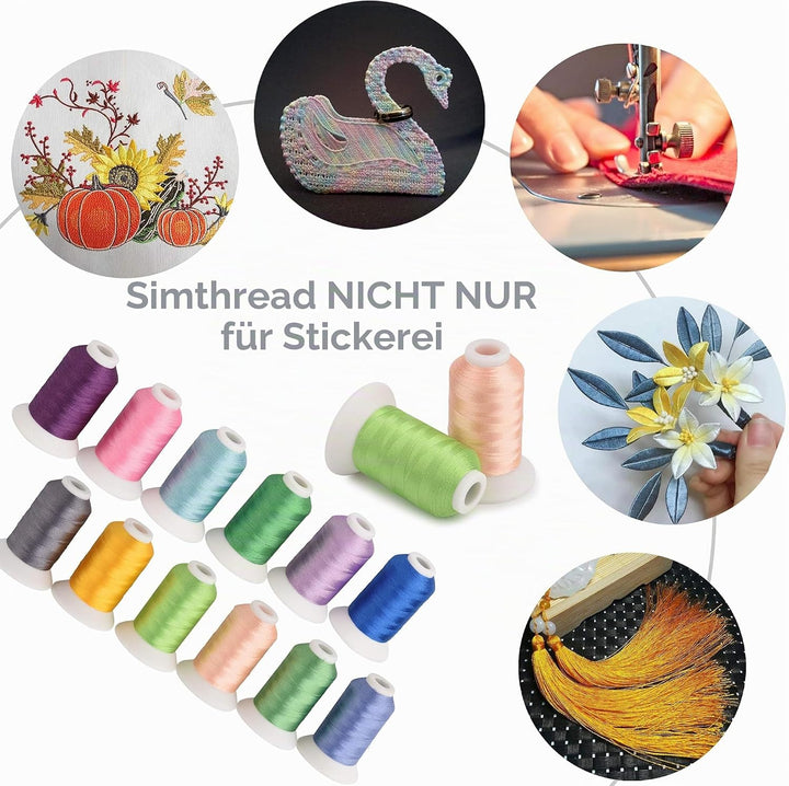 Simthread 120 Farben Polyester Maschinen Stickgarn - 1000 Meter, für Babylock/Janome/Singer/W 6N Sti