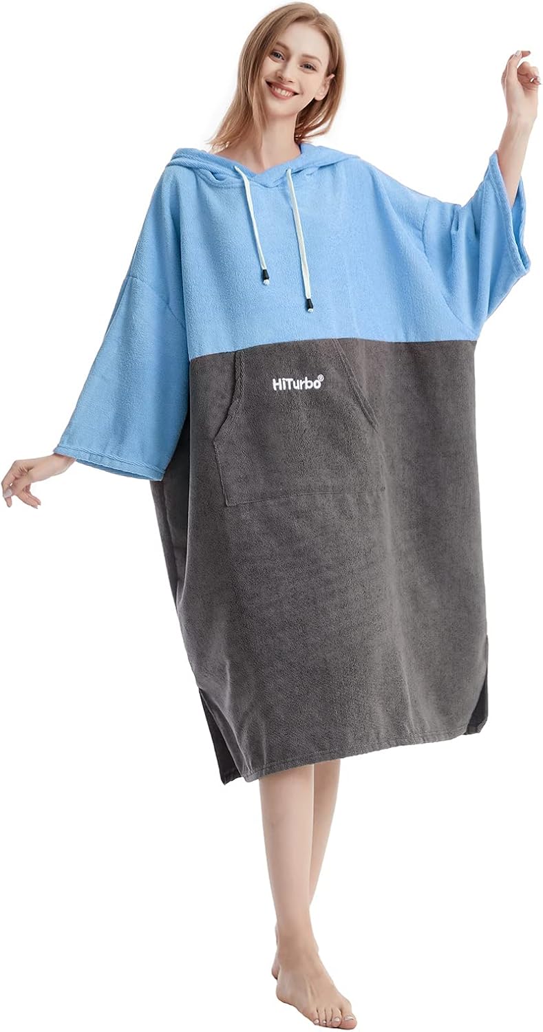 Hiturbo Surf Handtuch Poncho Umziehhilfe - Herren und Damen Changing Robe badeponcho Umkleidehilfe S