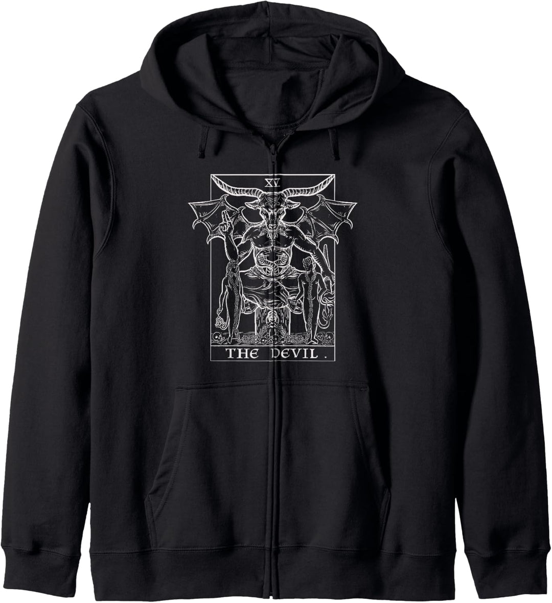 Der Teufel Tarotkarte Baphomet Gothic Halloween Satanische Hexe Kapuzenjacke