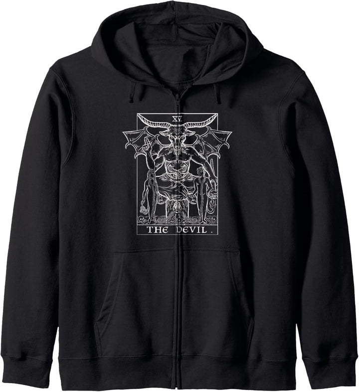 Der Teufel Tarotkarte Baphomet Gothic Halloween Satanische Hexe Kapuzenjacke