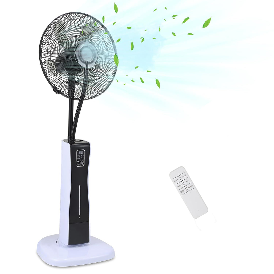 Eulenke Standventilator mit Wasser, Ventilator mit Nebelfunktion, 75W Sprühnebel Ventilator mit Fern