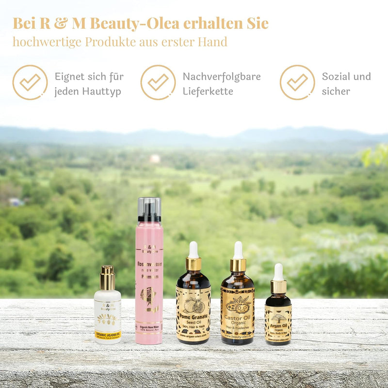 SEHR GUT IM TEST - R&M Beauty-Oleo 2x Bio Argan-Öl aus Marokko - Fair Trade Öl für Haare, Gesicht, N