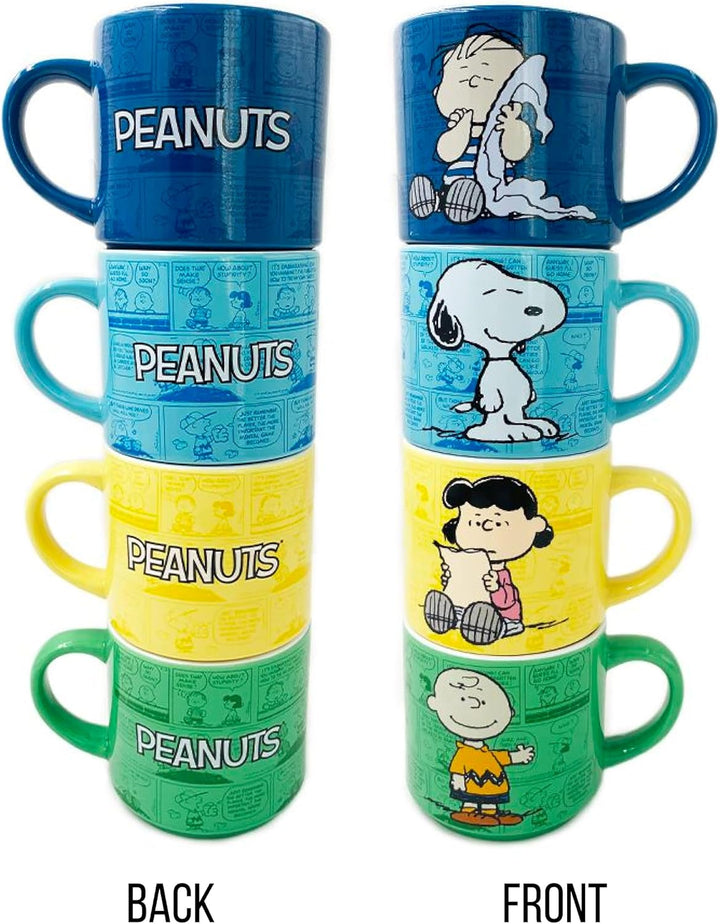 Silver Buffalo Peanuts Comic Strip Keramikbecher-Stapel, 294 ml Erdnüsse, Klassisch