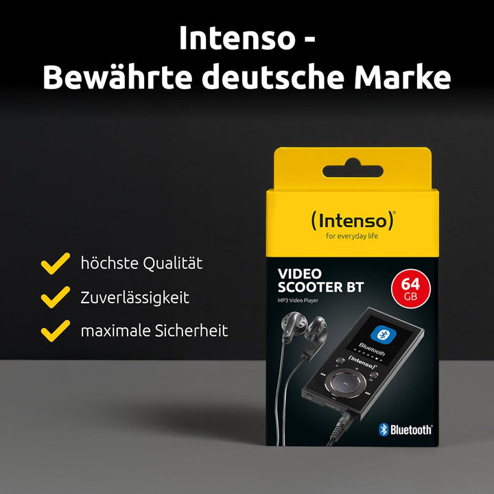 Intenso Video Scooter BT MP3 Player mit Bluetooth 5.0, 1,8 Zoll Farbdisplay, 64 GB microSD, USB-C, b