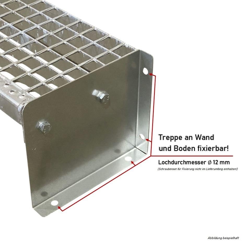 1 Stufen Treppe 70cm Breite Stahltreppe Standtreppe verzinkt Geschosshöhe 20cm