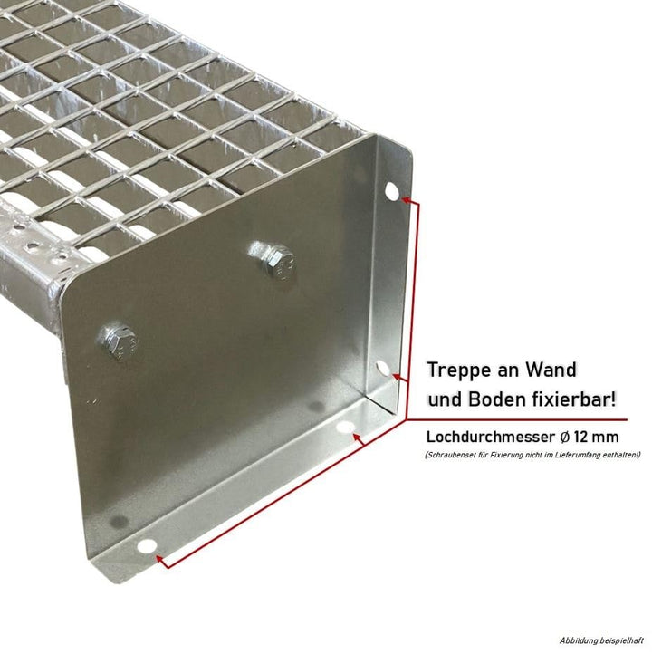 1 Stufen Treppe 70cm Breite Stahltreppe Standtreppe verzinkt Geschosshöhe 20cm