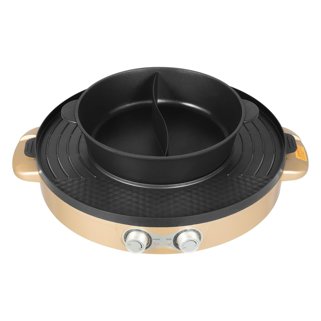 Food Party Electric Hot Pot und grill Elektrisch Hotpot Topf 220V 2200W Elektrogrill 2 in 1, mit Abn
