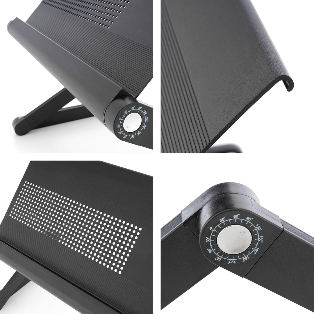 Laptoptisch Notebook-Ständer Tablet-Ablage Beistell-Tisch Aluminium-Legierung Platte 45x25cm Schwarz