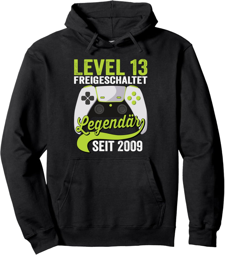 13. Geburtstag Junge 13 Jahre Gamer Level Legendär 2009 Pullover Hoodie