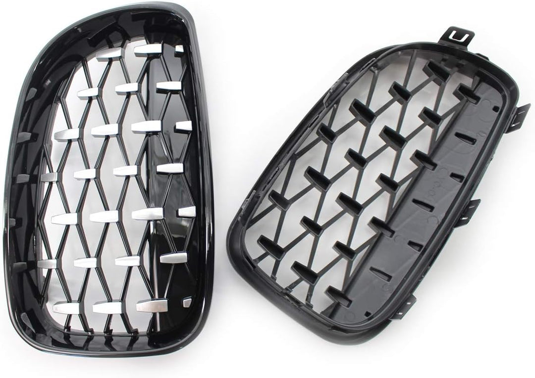 GSRECY Frontstossstange Kidney Diamond Auflage Kühlergrill für 1er E81 E82 E87 E88 LCI 2007-2013