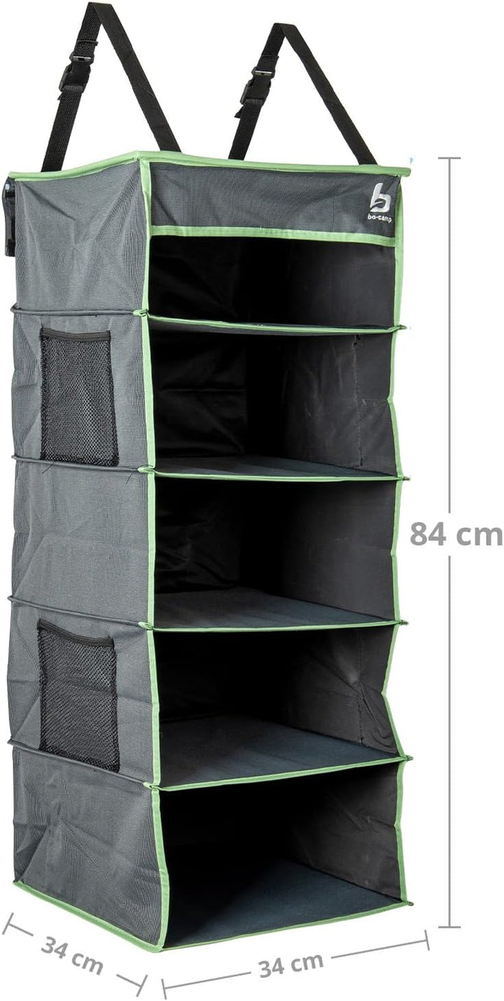 Bo-Camp Hängeregal 5 Fächer Organizer Vor Zelt Regal Camping Hänge Aufbewahrung, Anthrazit