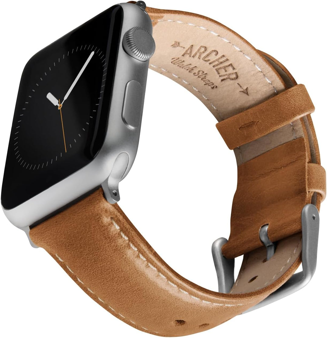 Archer Watch Straps - Uhrenarmbänder aus Hochwertigem Genarbtem Leder für Apple Watch Camel Tan/Natu