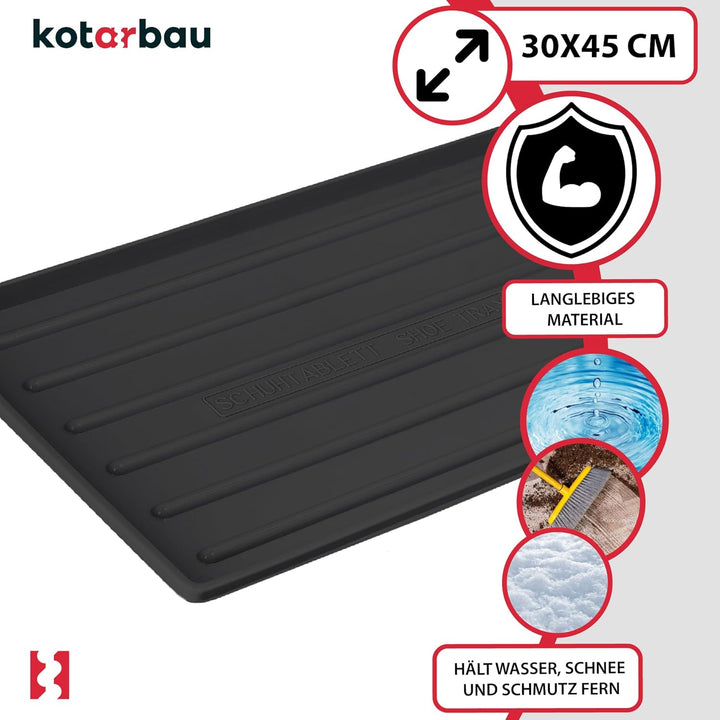 KOTARBAU® 2er Set Schuhabtropfschale 45x30 cm Abtropfmatte Schuhe Schwarz Schuhmatte Abtropfmatte Ku