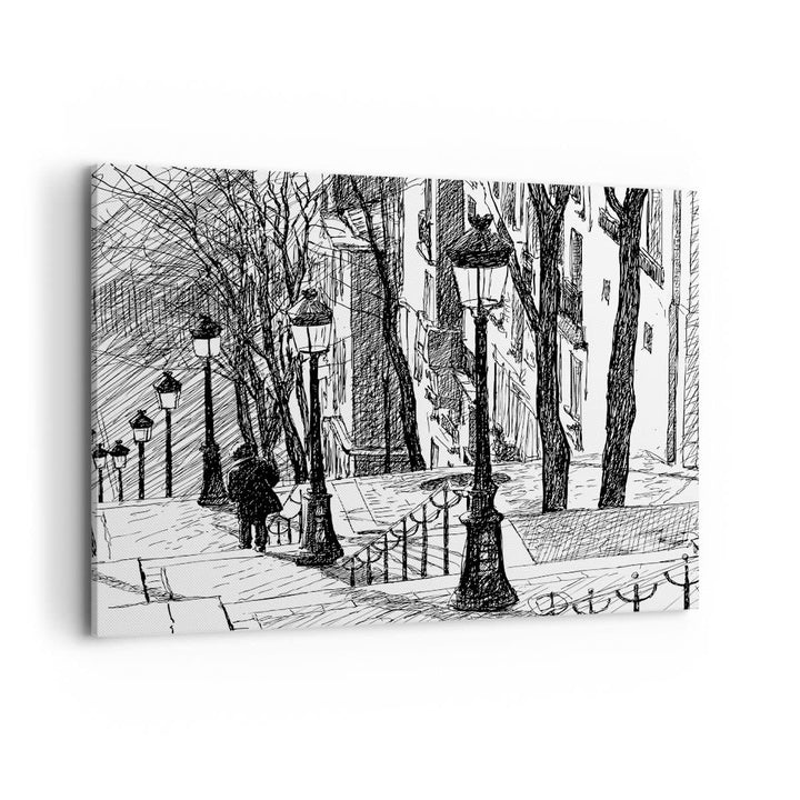 Bilder auf Leinwand 100x70cm Leinwandbild mit Rahmen Strasse Grafiken Gross Wanddeko Bild Schlafzimm