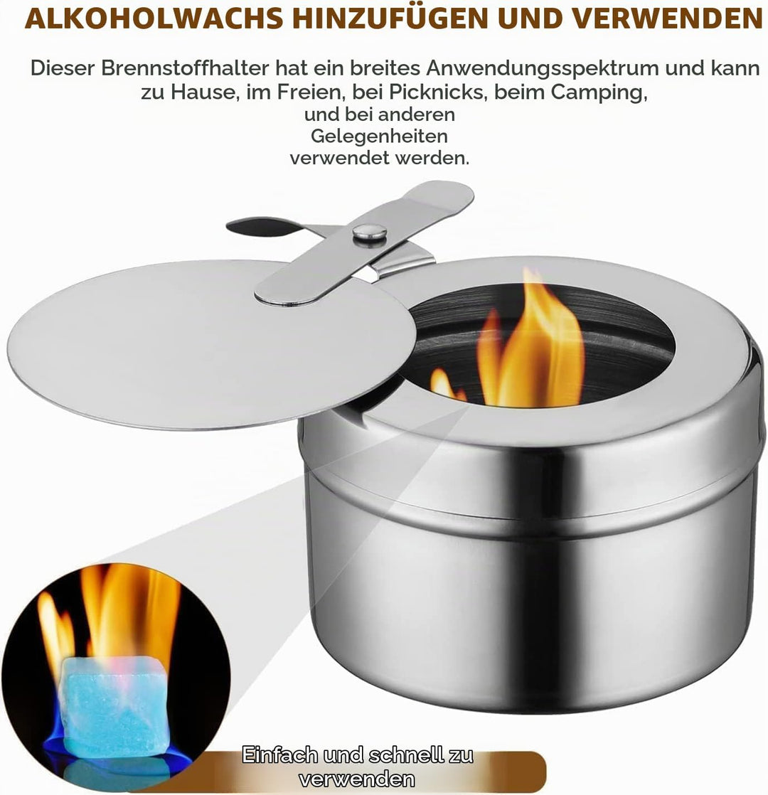 TOOSOAR 8 Stück Brennpastenbehälter, Rostfreier Stahl Brennbehälter Brennpaste, Gerader TypWarmhalte