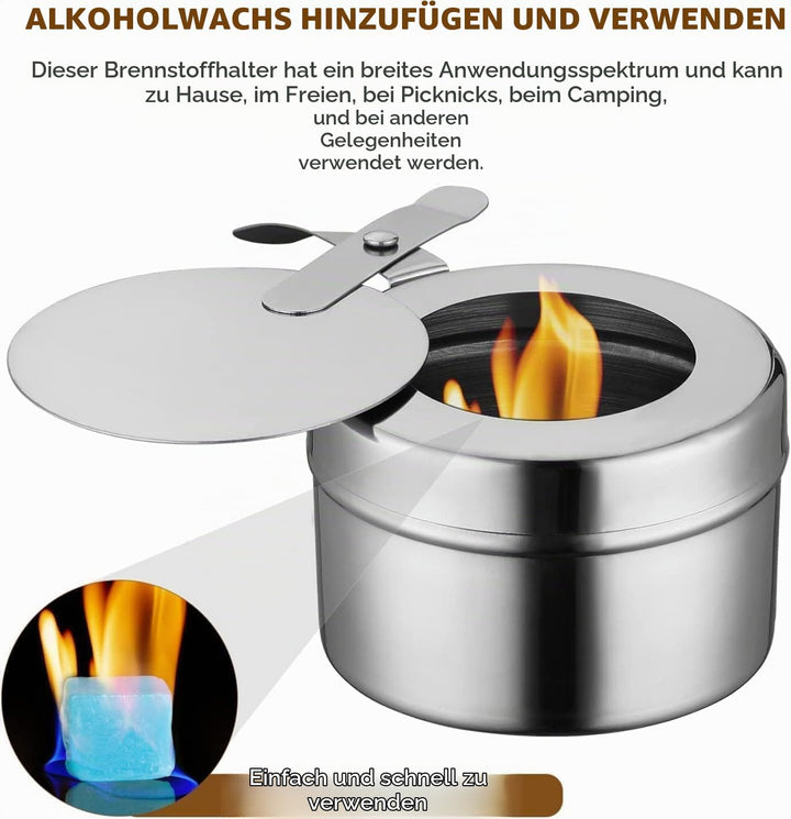 TOOSOAR 8 Stück Brennpastenbehälter, Rostfreier Stahl Brennbehälter Brennpaste, Gerader TypWarmhalte