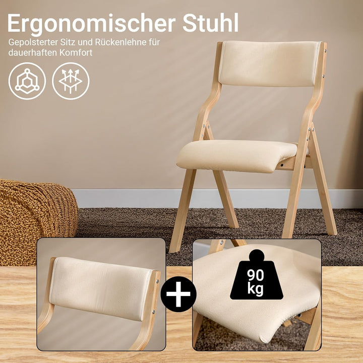 SoBuy FST40-W Klappstuhl Küchenstuhl mit gepolsterter Sitzfläche und Lehne weiss, Weiss