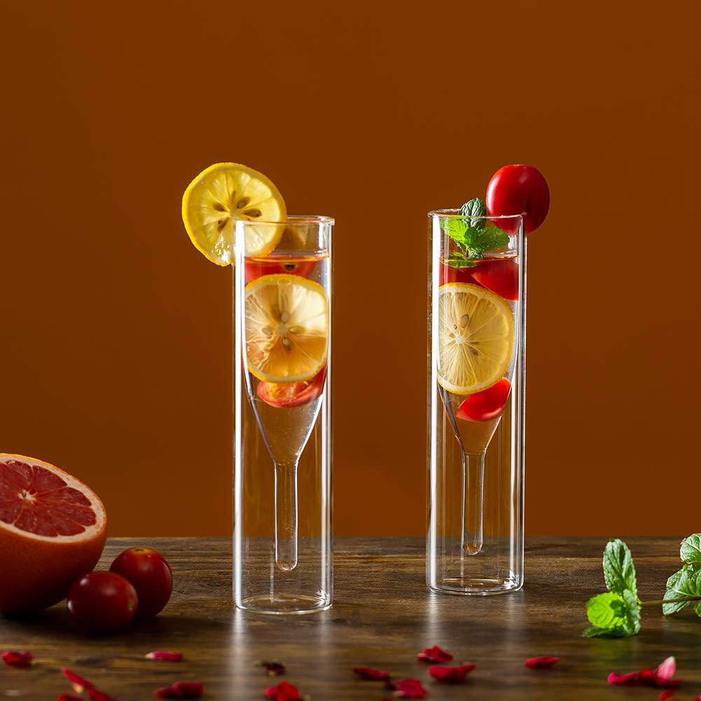 Sziqiqi Massive Doppelwandige Champagnerglas Kristallgläser, Classics Tulip Goblet Stemless Clear Gl