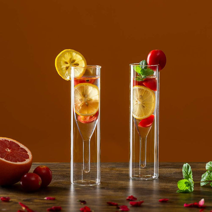 Sziqiqi Massive Doppelwandige Champagnerglas Kristallgläser, Classics Tulip Goblet Stemless Clear Gl