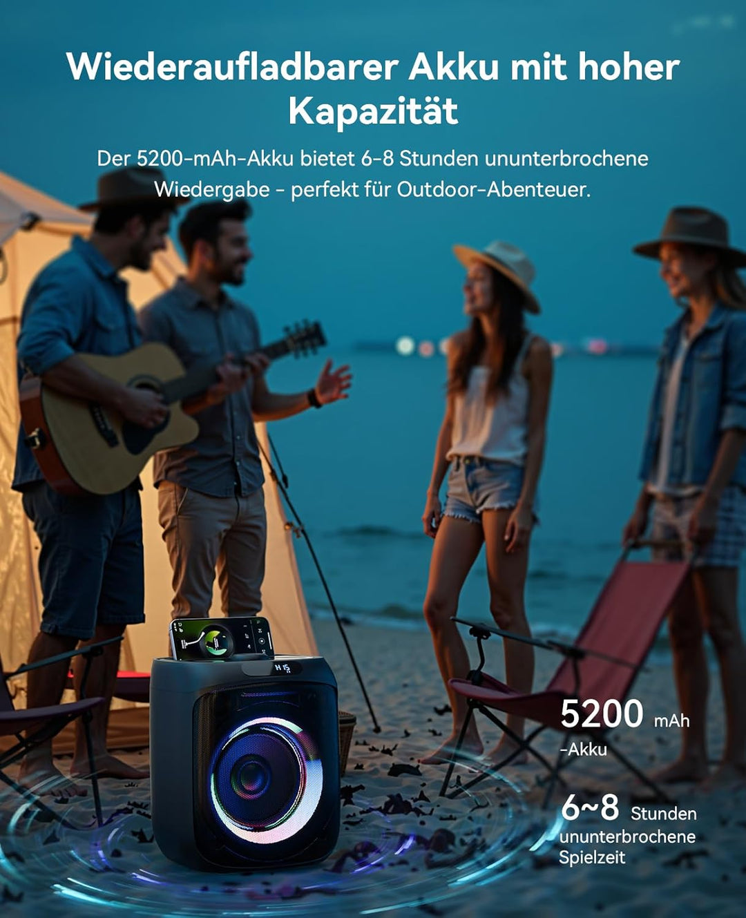 GKS60 Karaoke-Maschine Erwachsene, Bluetooth-Partylautsprecher, 2 Mikrofone