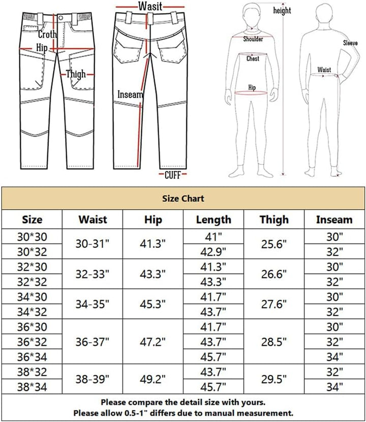 CARWORNIC Herren Taktische Hose wasserdichte Cargo Hose Militär Outdoorhose 30W / 30L Armee-grün, 30