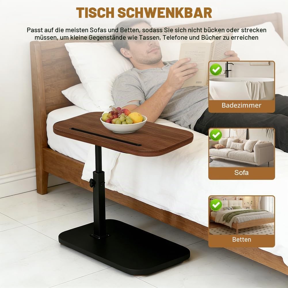 Beistelltisch C Form, Höhenverstellbarer Beistelltisch, Klein Couch Beistelltischs, mit Erhöhtem Ran