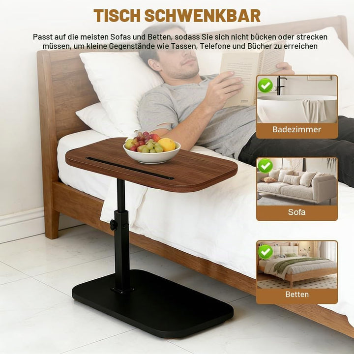 Beistelltisch C Form, Höhenverstellbarer Beistelltisch, Klein Couch Beistelltischs, mit Erhöhtem Ran