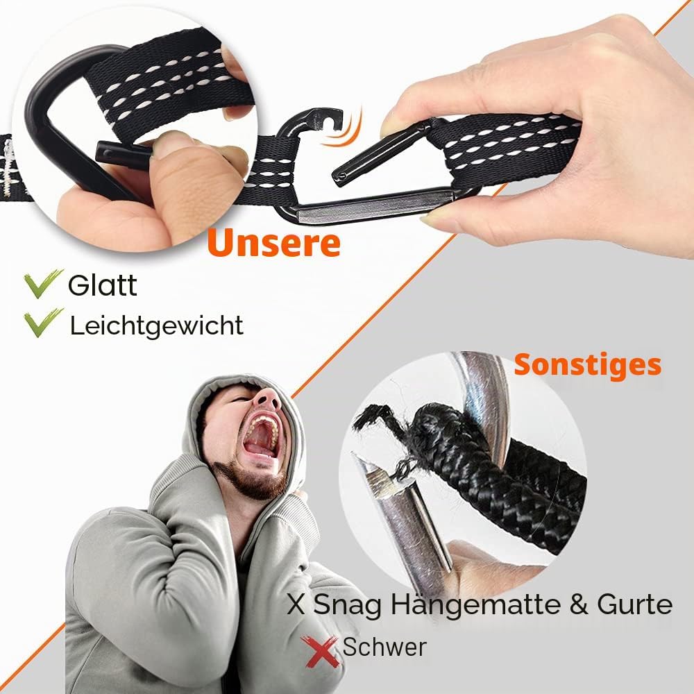 AnorTrek Camping Hängematte, superleichte tragbare Fallschirm Hängematte mit Zwei Baumgurten Einzel