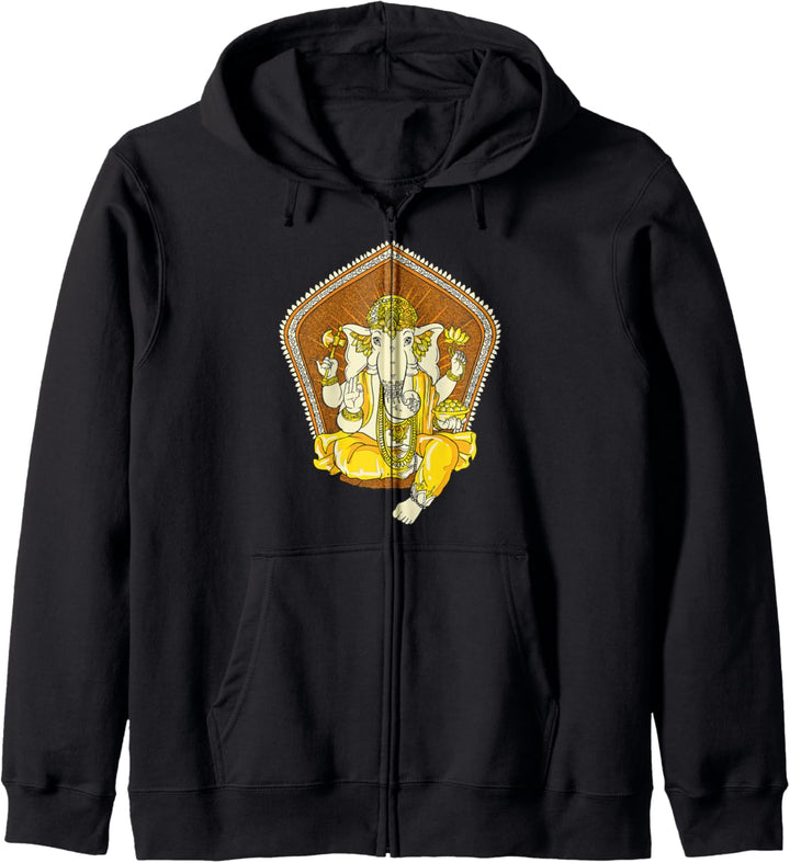 Namaste Yoga Meditation Pose Hamsa Hand Ganesha Elantant Kapuzenjacke