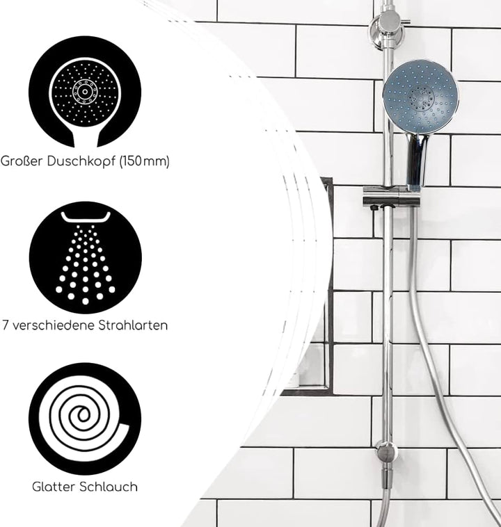 Bath4U Duschkopf | 7 Strahlarten für entspannende Duschen | mit Wasserspareinsätzen | Einfache Insta