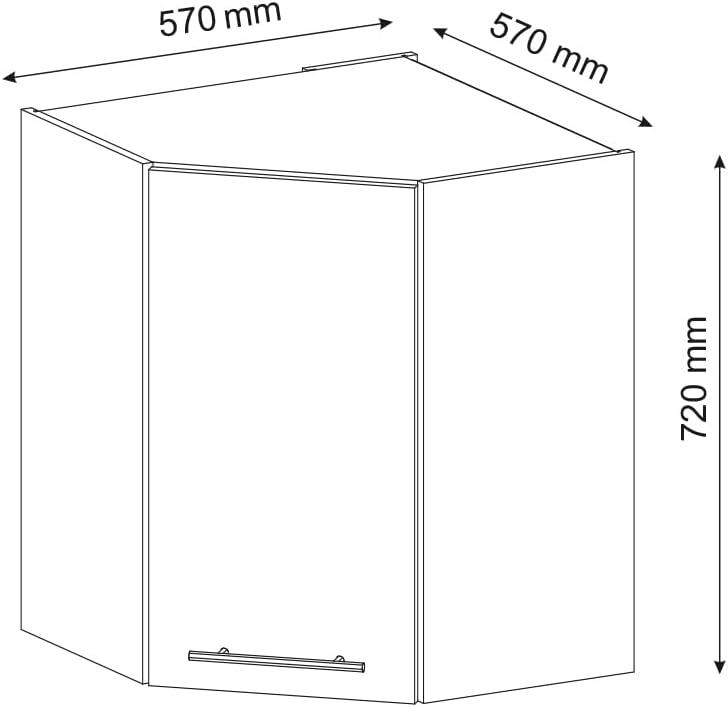 Vicco Eckhängeschrank Fame-Line, Anthrazit Hochglanz/Goldkraft Eiche, 57 cm Anthrazit Hochglanz Eckh
