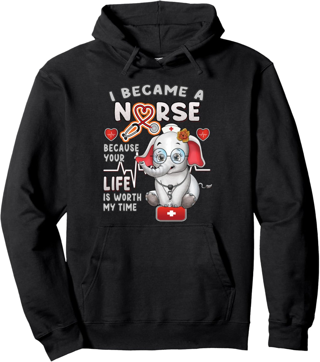 Netter Elefant Kinderarzt Ich wurde eine Krankenschwester Pullover Hoodie