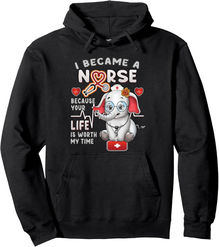 Netter Elefant Kinderarzt Ich wurde eine Krankenschwester Pullover Hoodie