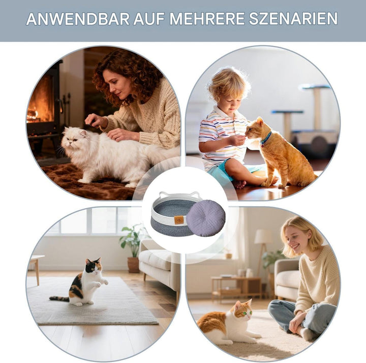 Bett Für Katzen,Waschbares Nest Mit Matte - Schlafbett Und Runder Katzenkorb,für Indoor e Alle Jahre