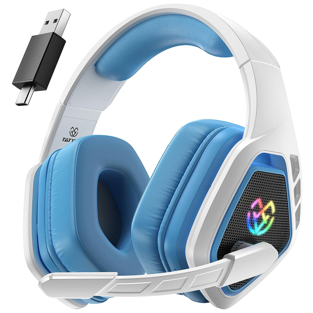 Tatybo Gaming Headset forPs4/Ps5/PC with 40H Battery Life 2.4Ghz Wireless Gaming Headset with 360° F