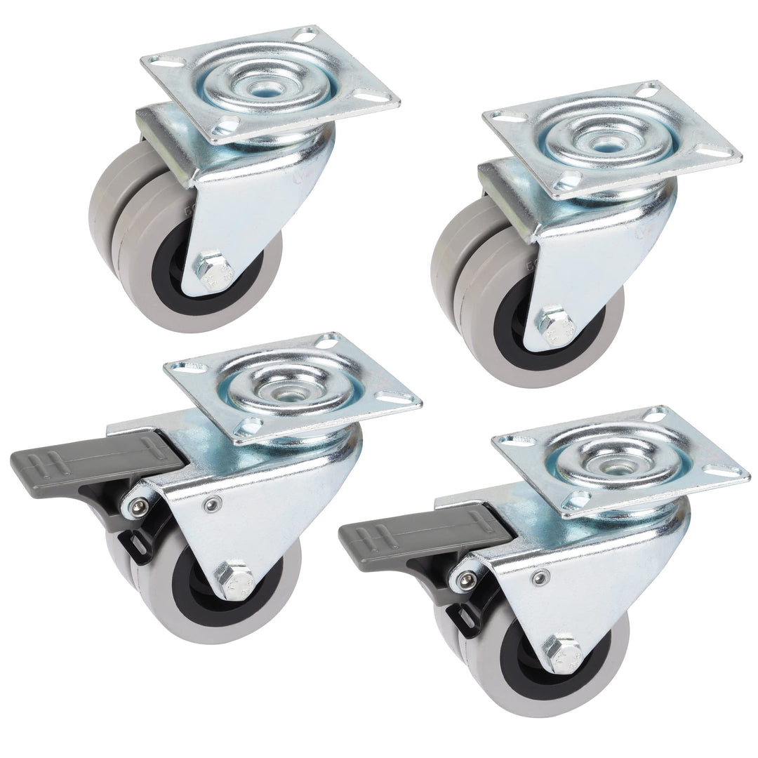 Dörner + Helmer Set Strandkorbrollen Doppelrollen 50 mm (2x Lenkrolle + 2x Lenkrolle mit Totalfestst