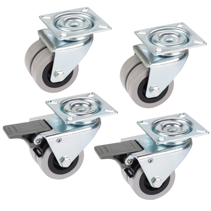 Dörner + Helmer Set Strandkorbrollen Doppelrollen 50 mm (2x Lenkrolle + 2x Lenkrolle mit Totalfestst