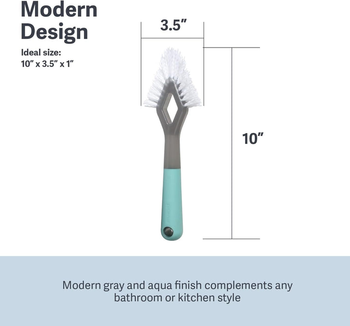 Casabella Smart Scrub Reinigungsbürste für Fliesen und Fugenmörtel, strapazierfähig, Grau/Aqua Heavy