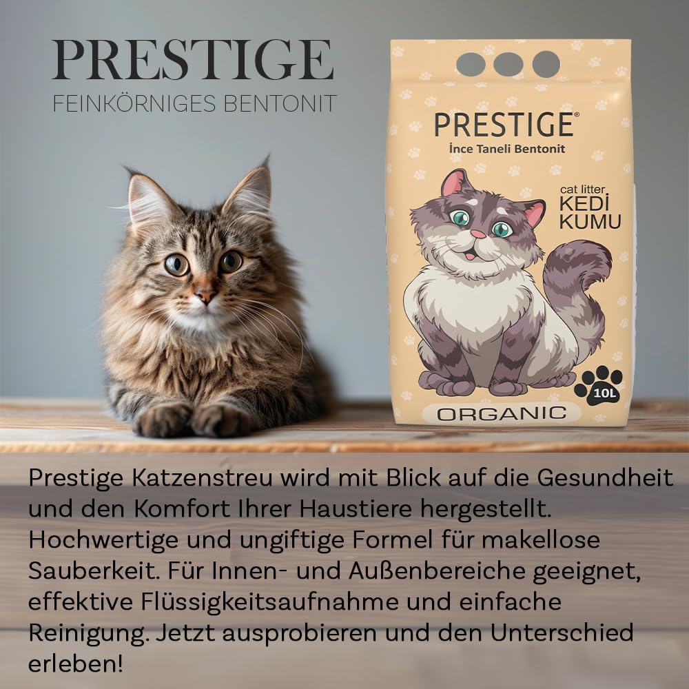 Prestige Katzenstreu - Geruchsneutralisierende Klumpstreu für Katzen - Staubfreies Katzenstreu - Nat