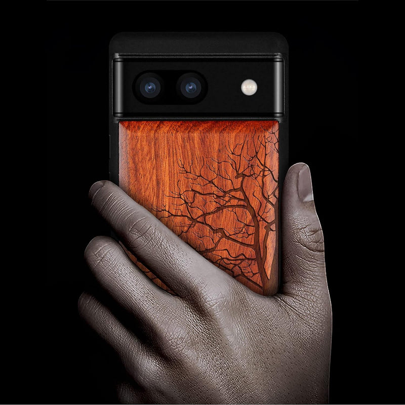 Carveit Hülle für Pixel 6a Case [Holz und TPU Silikon Hybrid Handyhülle] Stossfeste Stossstange hand