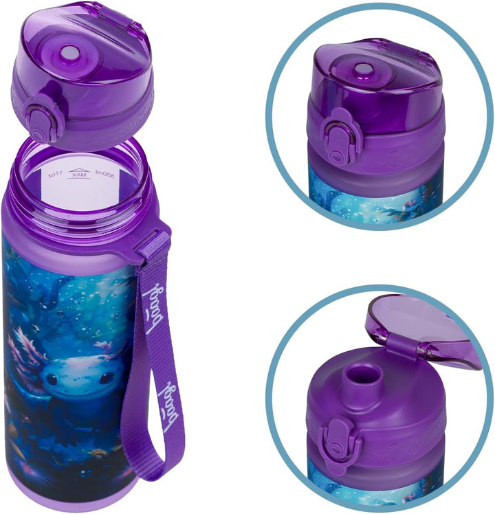 Baagl Kinder Trinkflasche Auslaufsicher Wasserflasche 500ml, Schule und Sport Fussball Flasche für J