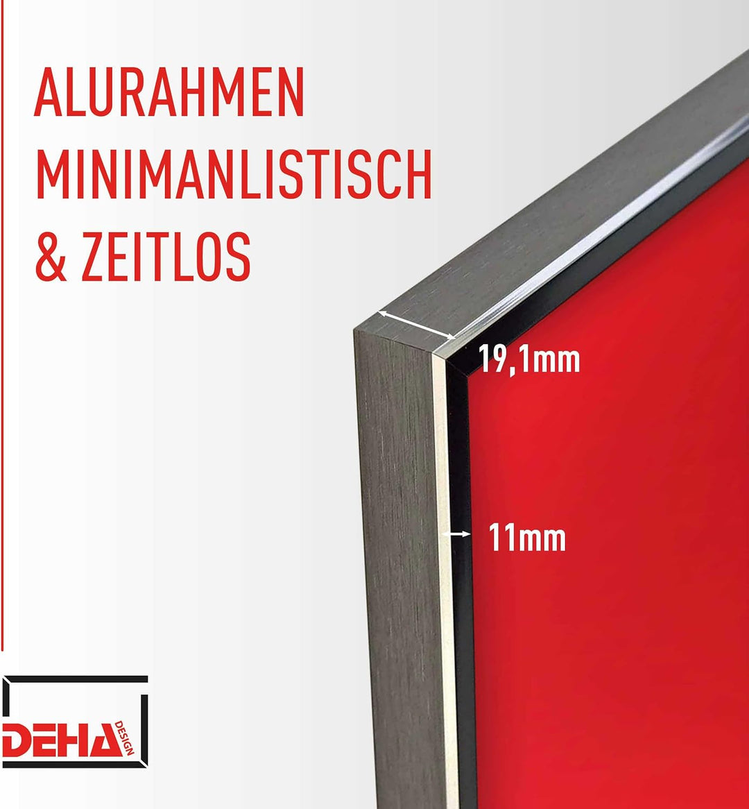 DEHA Design Bilderrahmen Boston, 50x70 cm, Aluminium Contrastgrau, bruchsicheres Acrylglas, für Post