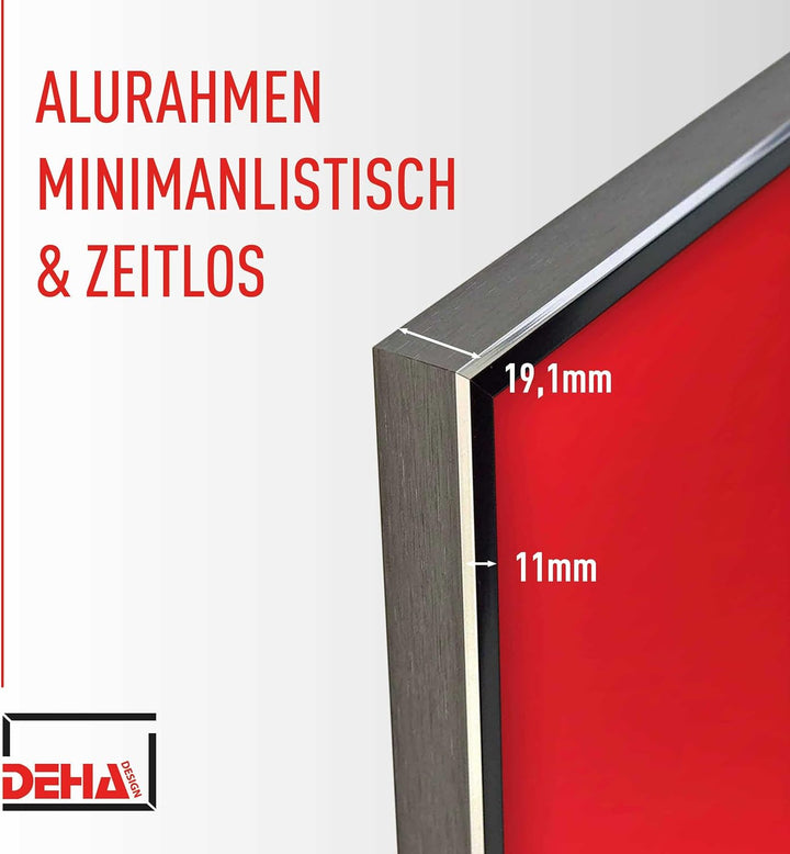 DEHA Design Bilderrahmen Boston, 50x70 cm, Aluminium Contrastgrau, bruchsicheres Acrylglas, für Post